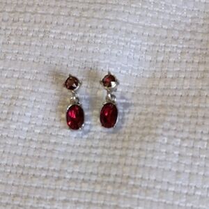 Brighton Silver and Red Gemstone Earrings